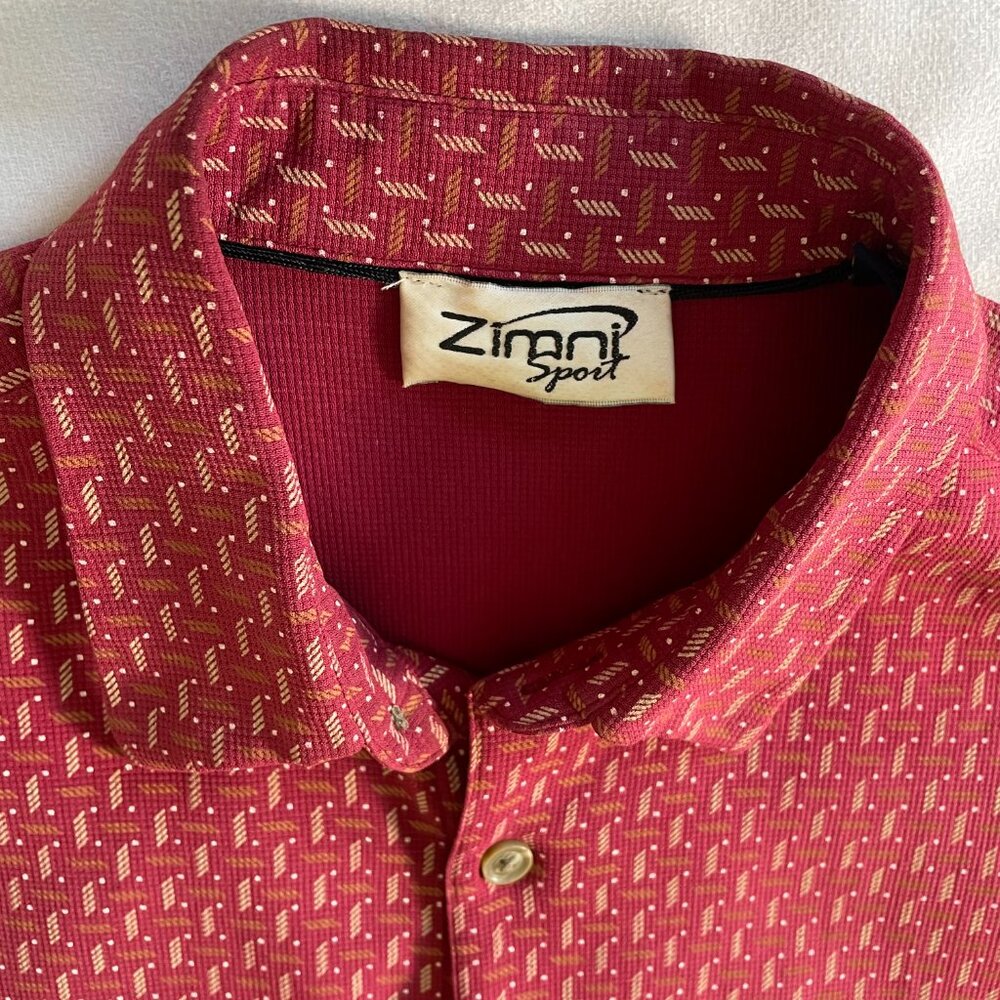 Zimni Sport 100% Silk 90s Med Men’s Casual Button Front Short Sleeve Shirt Red - Picture 5 of 12